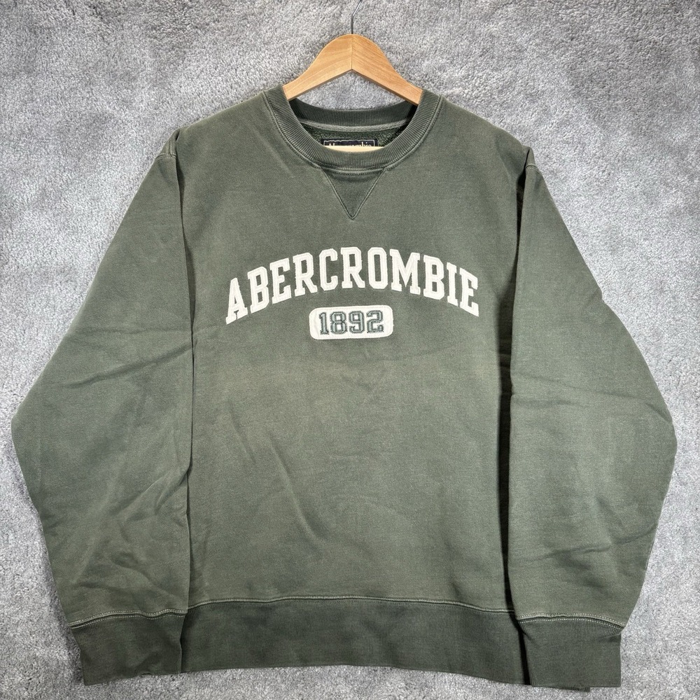 Vintage Abercrombie & Fitch Sweatshirt Mens L Crewneck Green Embroidered 90s